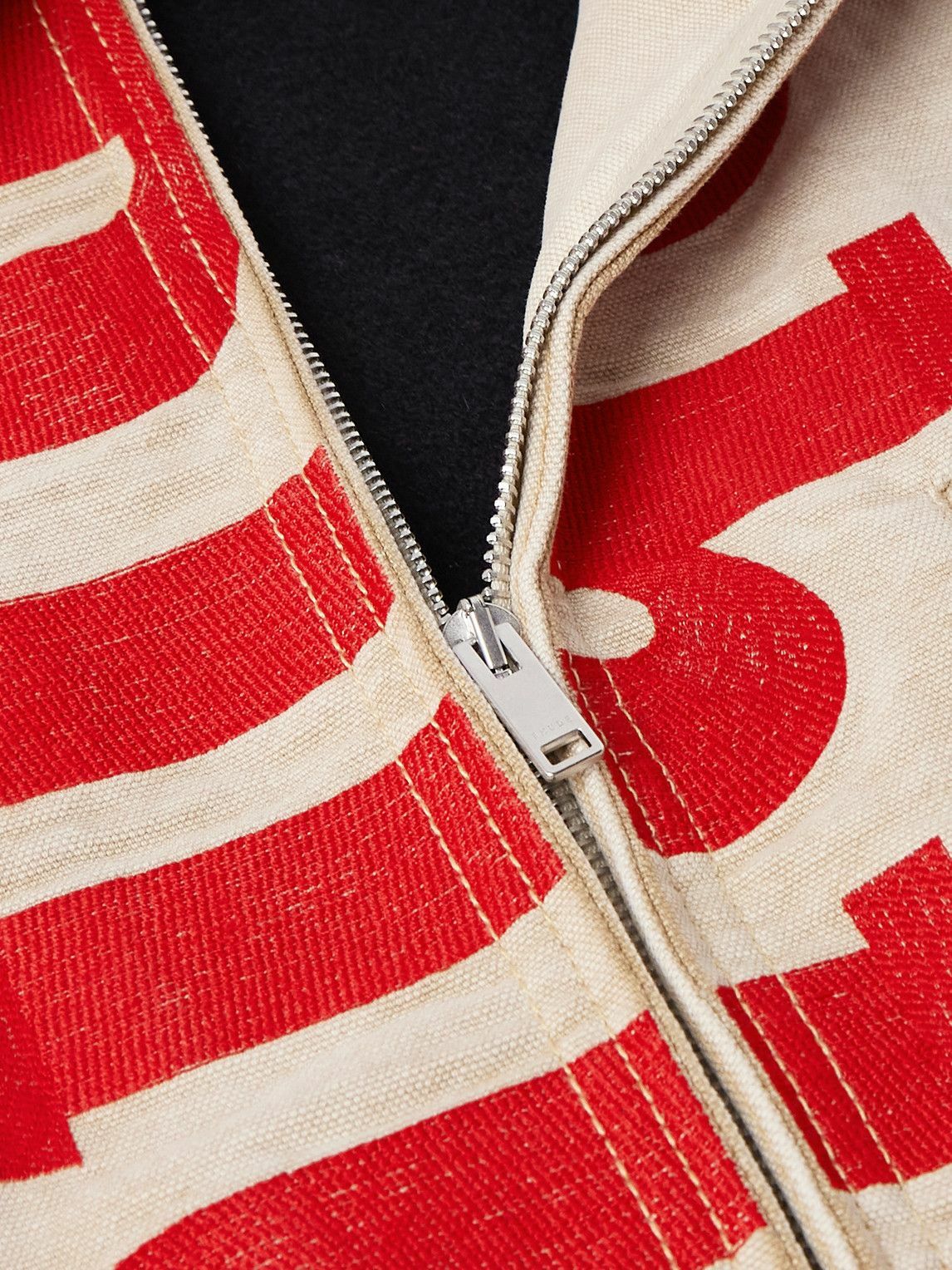 Rhude - Corduroy-Trimmed Logo-Print Distressed Cotton-Canvas Bomber Jacket - Neutrals