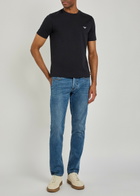 Emporio Armani Logo-embroidered Cotton T-shirt Navy