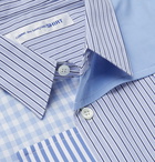 Comme des Garçons SHIRT - Patchwork-Panelled Striped Cotton-Poplin Shirt - Blue