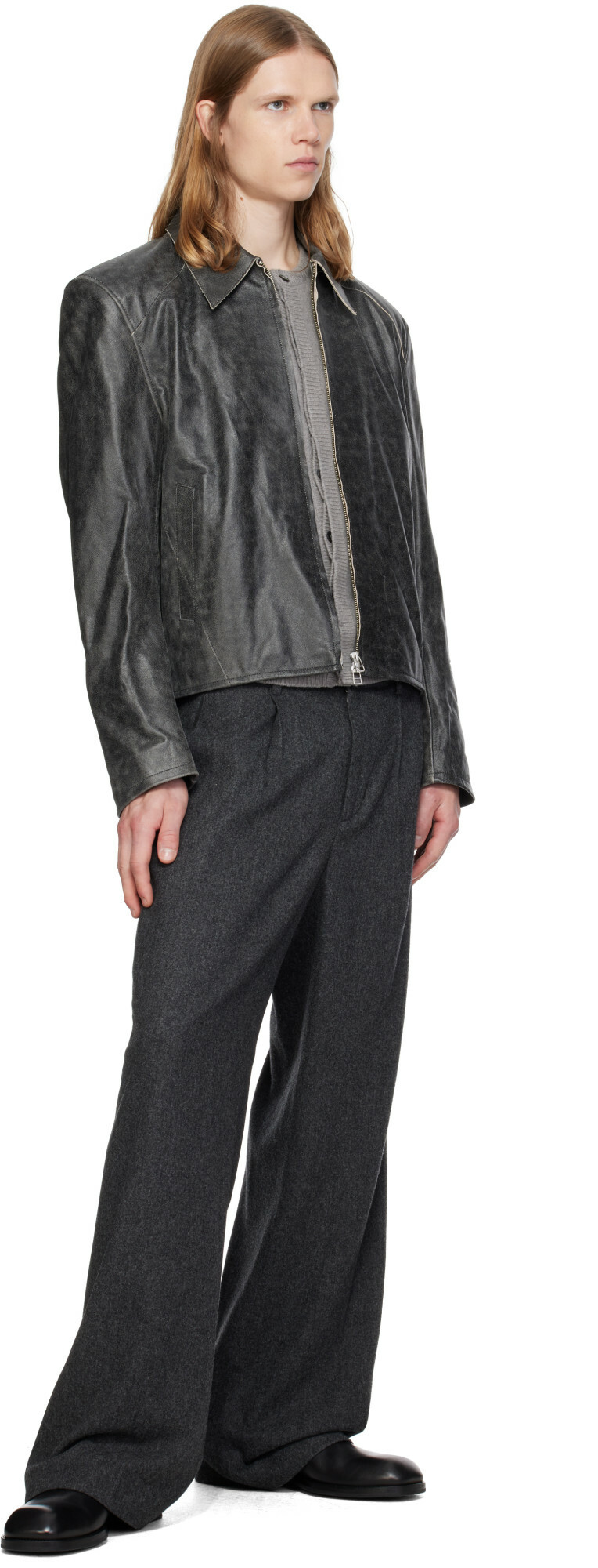 MMIC Gray Vapor Leather Jacket