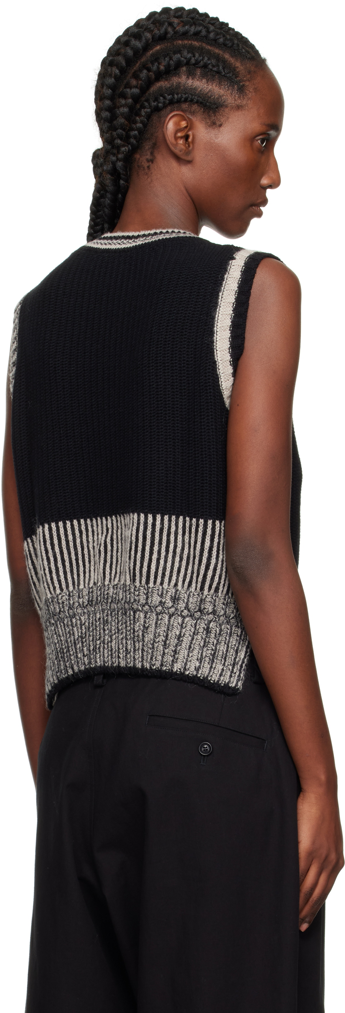 Y's Black Design Knit Sweater