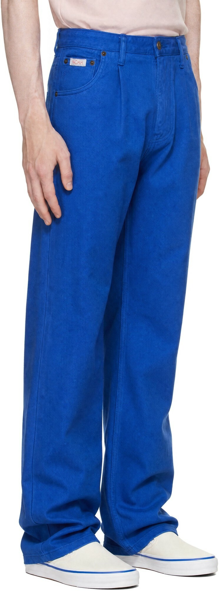 Noah Blue Brushed Denim Pleated Jeans