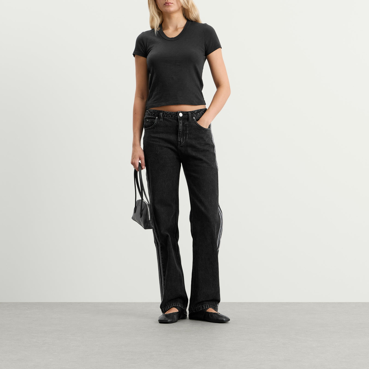 Adidas Women's Denim Firebird Track Pant in True Black Denim