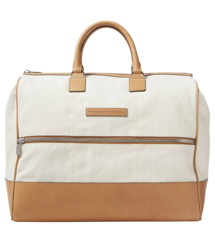 Photo: Brunello Cucinelli Leather-trimmed canvas duffel bag
