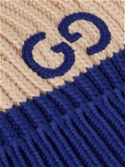 GUCCI - Logo-Embroidered Cotton Beanie - Blue