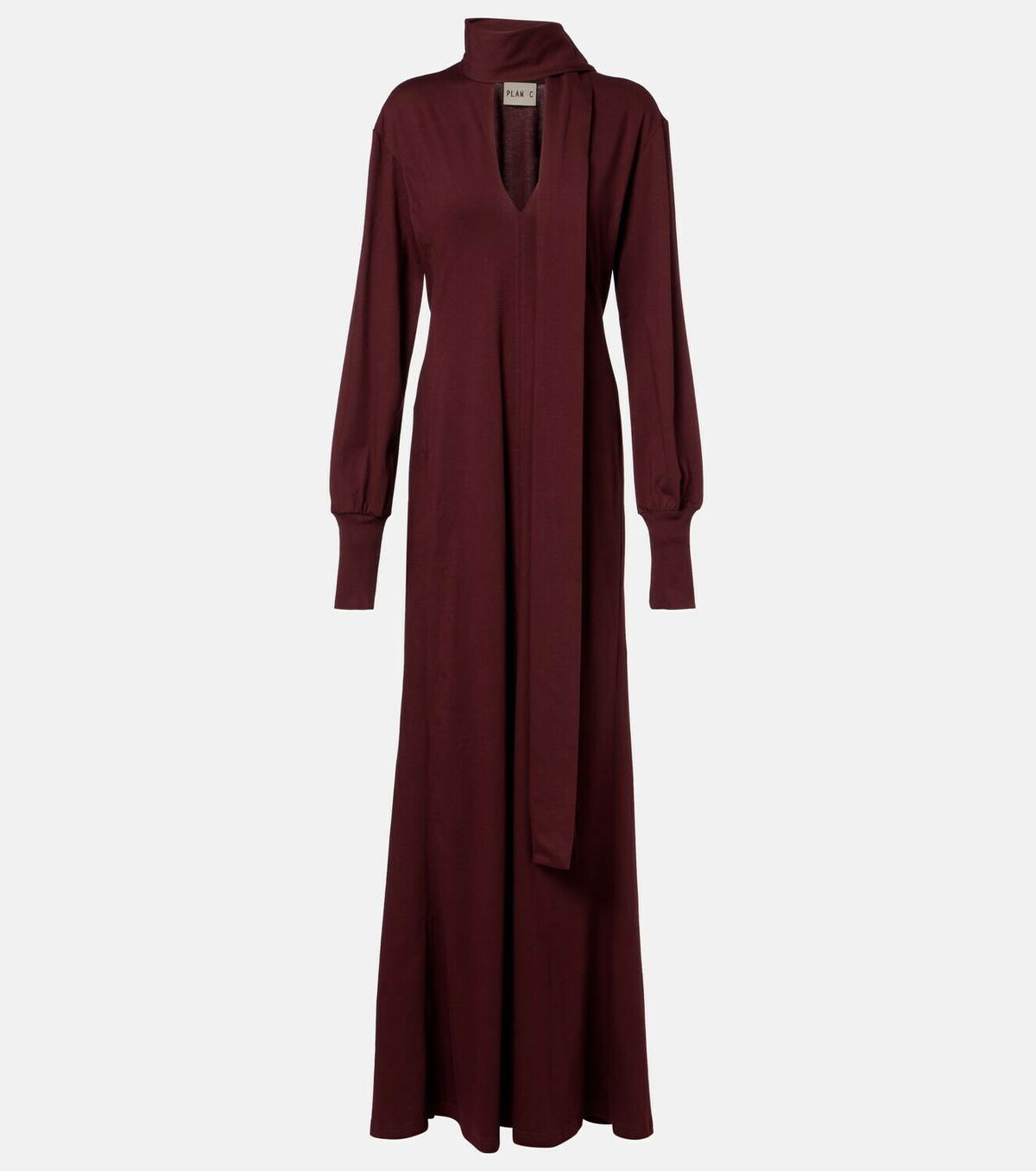 Plan C Scarf-detail cotton maxi dress