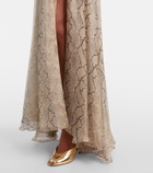 Elie Saab Snake-print silk chiffon maxi skirt