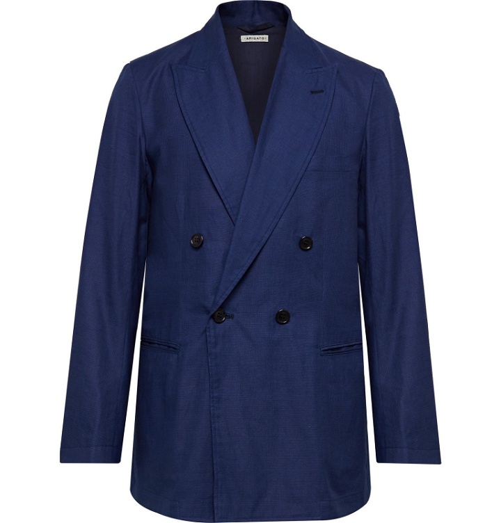 Photo: Blue Blue Japan - Double-Breasted Cotton-Twill Suit Jacket - Blue