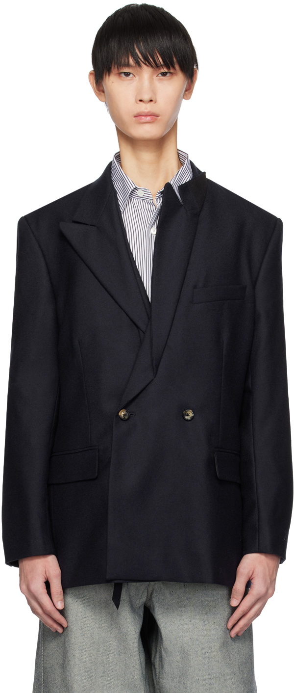 Marina Yee Navy Origami Blazer