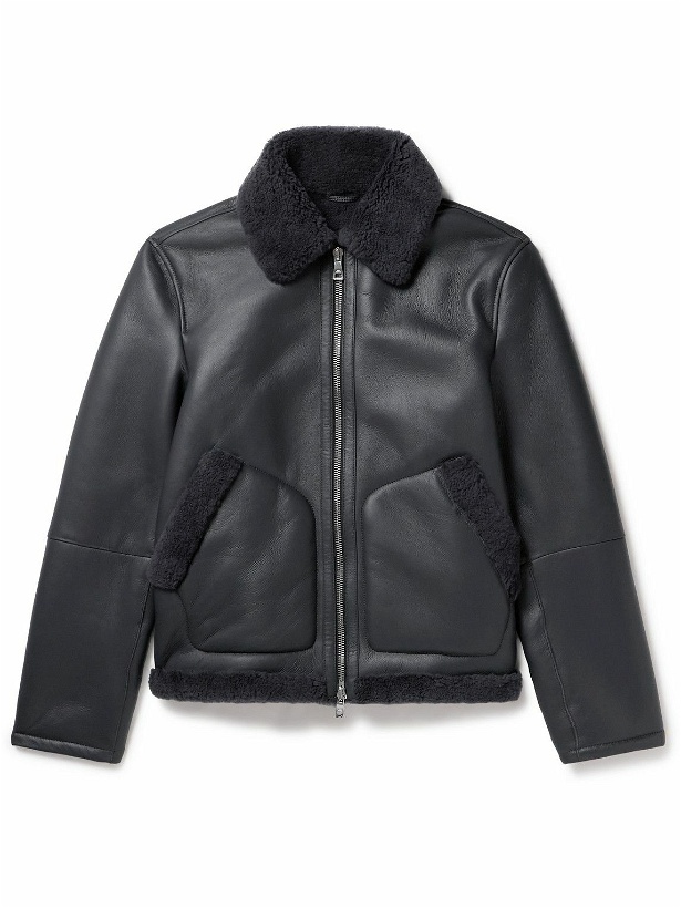 Photo: Mr P. - Shearling-Lined Nappa Leather Trucker Jacket - Black