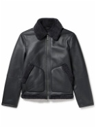 Mr P. - Shearling-Lined Nappa Leather Trucker Jacket - Black