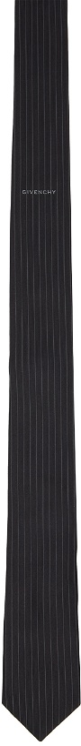 Photo: Givenchy Black Micro Stripe & Logo Tie