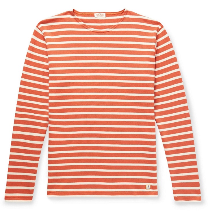 Photo: Armor Lux - Striped Cotton T-Shirt - Orange