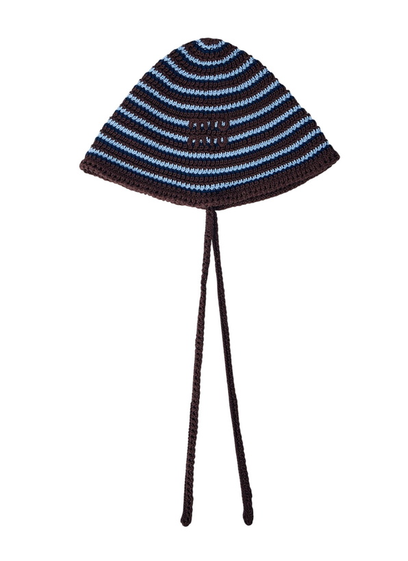 Photo: Miu Miu Striped Crochet Hat with Ties