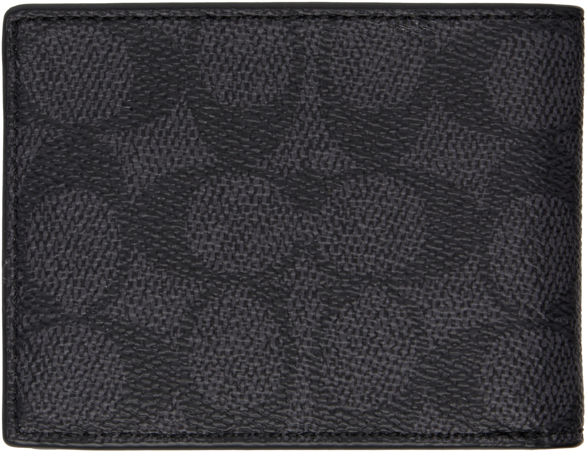 Coach 1941 Black & Gray Slim Bifold Signature Canvas Wallet