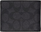Coach 1941 Black & Gray Slim Bifold Signature Canvas Wallet