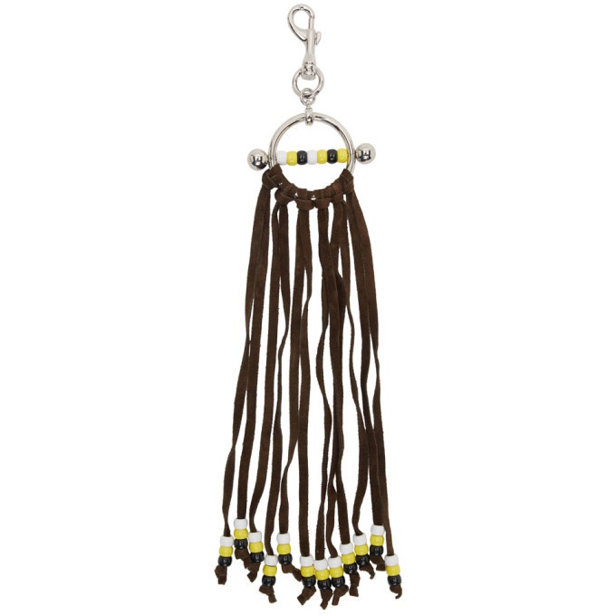 Photo: JW Anderson Silver and Brown Fringe Disc Keychain