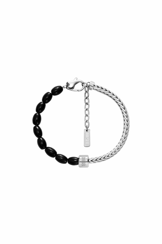 Photo: Diesel Black Agate Beaded Bracelet - Bracelets - Unisex - Silver