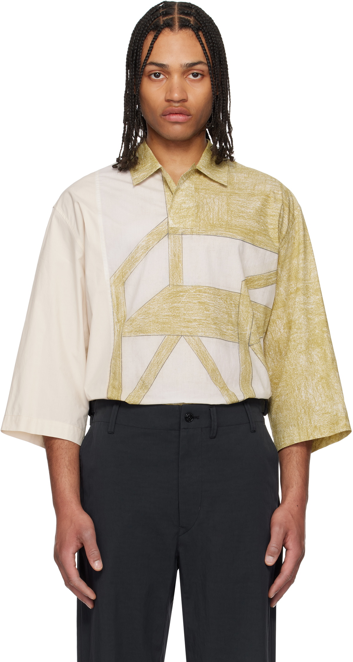 LEMAIRE Off-White & Green Short Sleeve Polo Lemaire