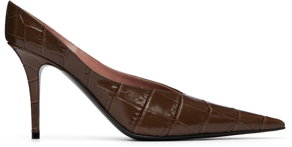 Amina Muaddi Brown Anok Mule 90 Heels