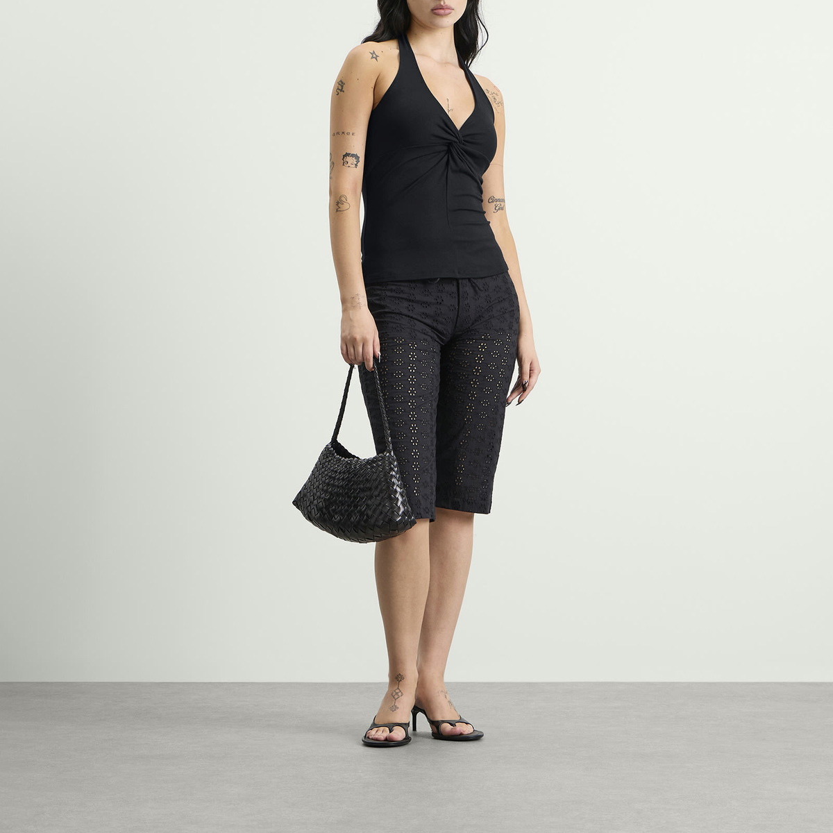 Fruity Booty Women's Twist Halter Top in Black