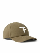 TOM FORD - Leather-Trimmed Logo-Embroidered Cotton-Twill Baseball Cap - Green