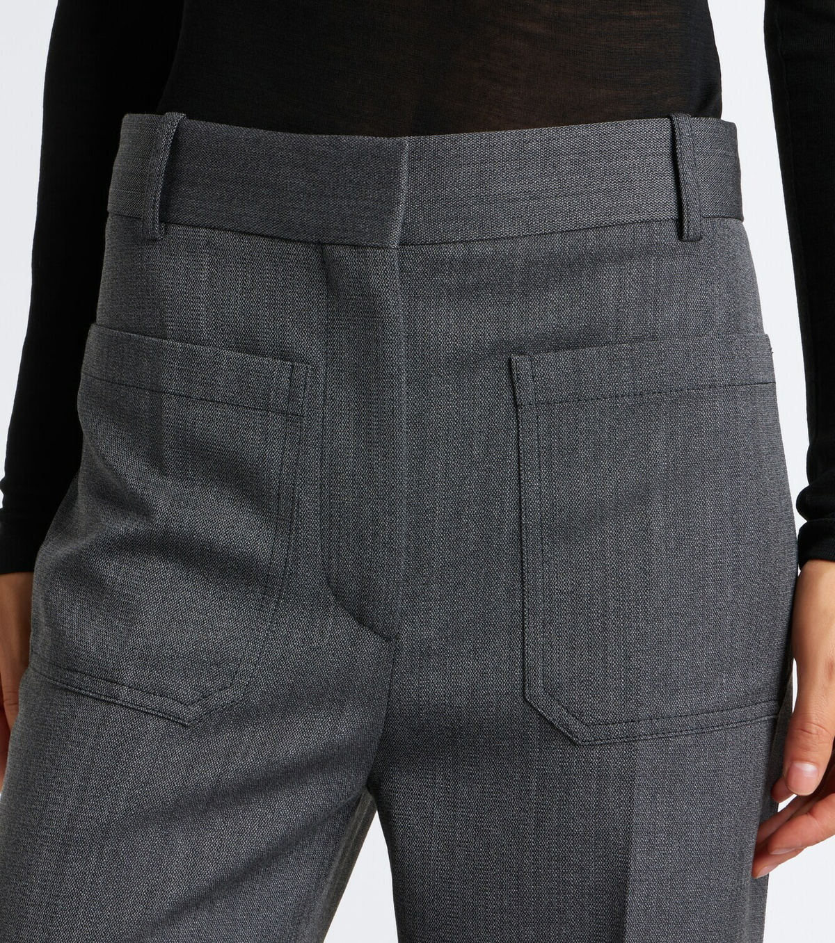 Victoria Beckham Alina herringbone virgin wool wide-leg pants
