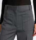 Victoria Beckham Alina herringbone virgin wool wide-leg pants