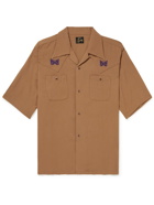 Needles - Convertible-Collar Logo-Embroidered Twill Shirt - Brown