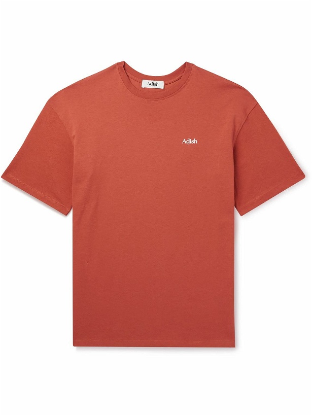 Photo: Adish - Qurs Logo-Print Cotton-Jersey T-Shirt - Orange