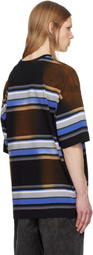 Juun.J Brown & Blue Washed Multi Stripe T-shirt