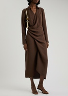 Paris Georgia Simone Draped Midi Shirt Dress Brown