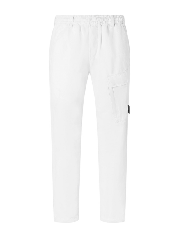 Photo: C.P. Company - Straight-Leg Logo-Appliquéd Cotton and Linen-Blend Cargo Trousers - White