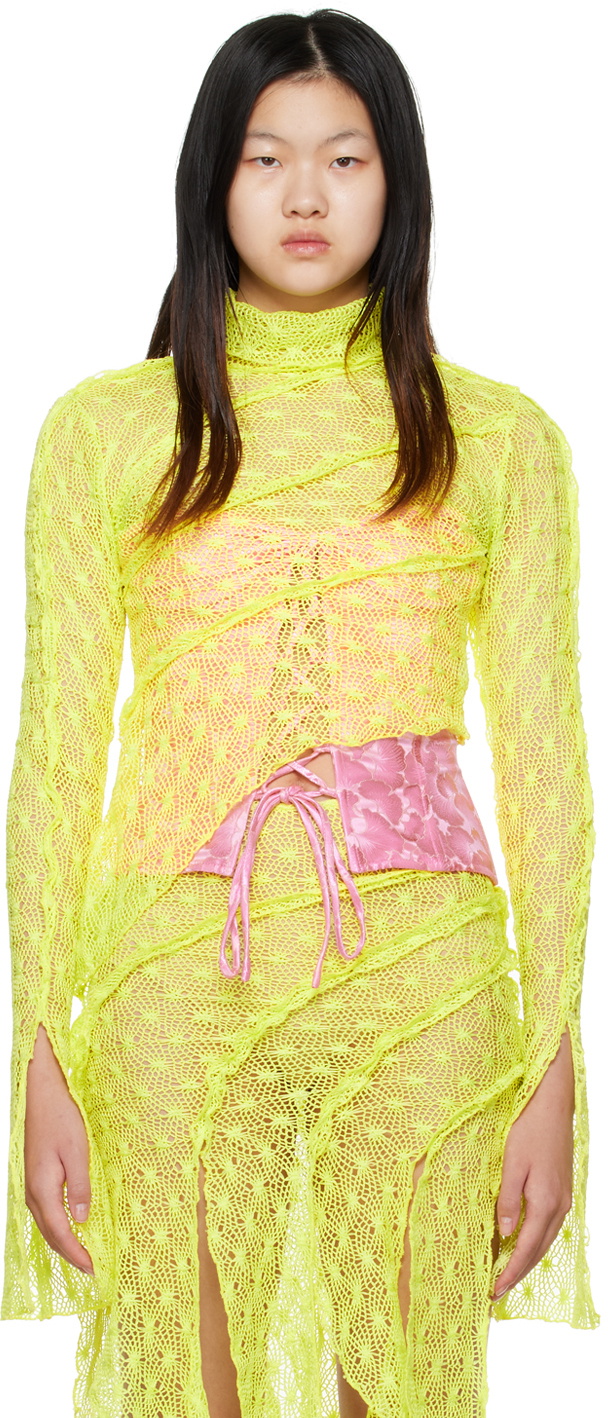 KIM SHUI SSENSE Exclusive Yellow Asymmetrical Turtleneck
