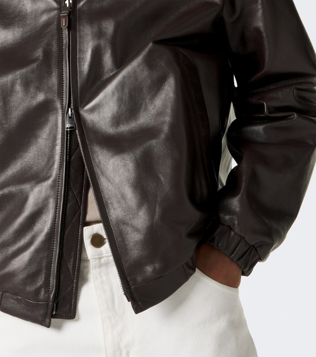 Canali Leather blouson jacket