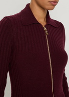 Victoria Beckham Ribbed Wool-blend Cardigan Bordeaux