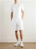 Brunello Cucinelli - Logo-Embroidered Mesh-Trimmed Cotton-Jersey Shorts - White