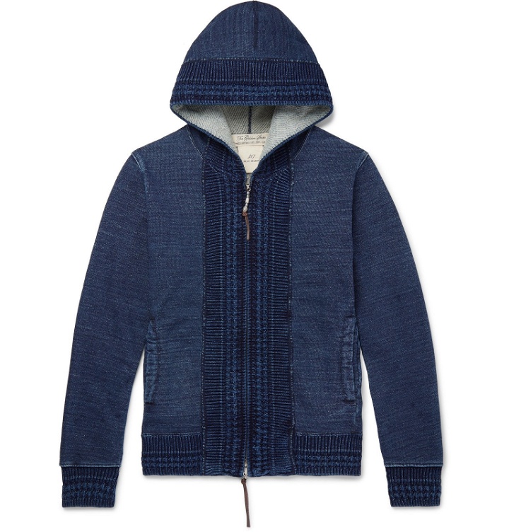Photo: Remi Relief - Slim-Fit Ribbed Loopback Cotton-Jersey Zip-Up Hoodie - Blue