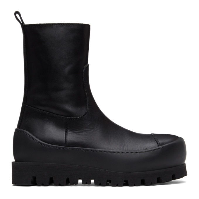 Ann Demeulemeester Black Chunky Platform Boots Ann Demeulemeester