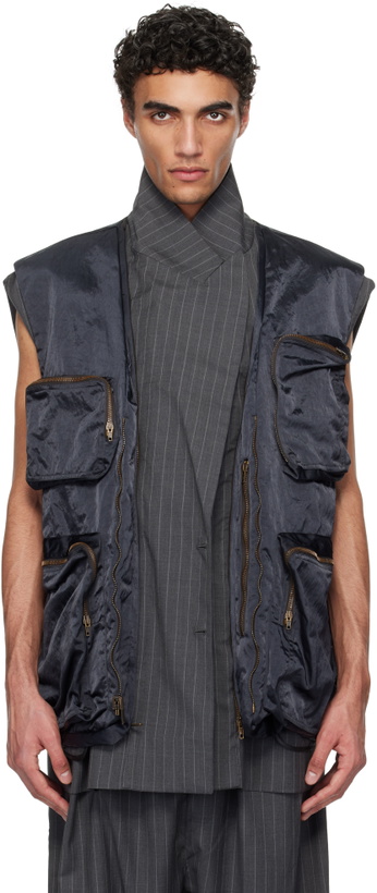 Photo: Hed Mayner Gray Pinstripe Vest Set