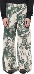 Reese Cooper Khaki & Off-White Duck Canvas Patch Pocket Belted Cargo Pants