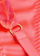 Fleur OF England Cleo Panelled Silk-blend Satin Thong Bright Pink