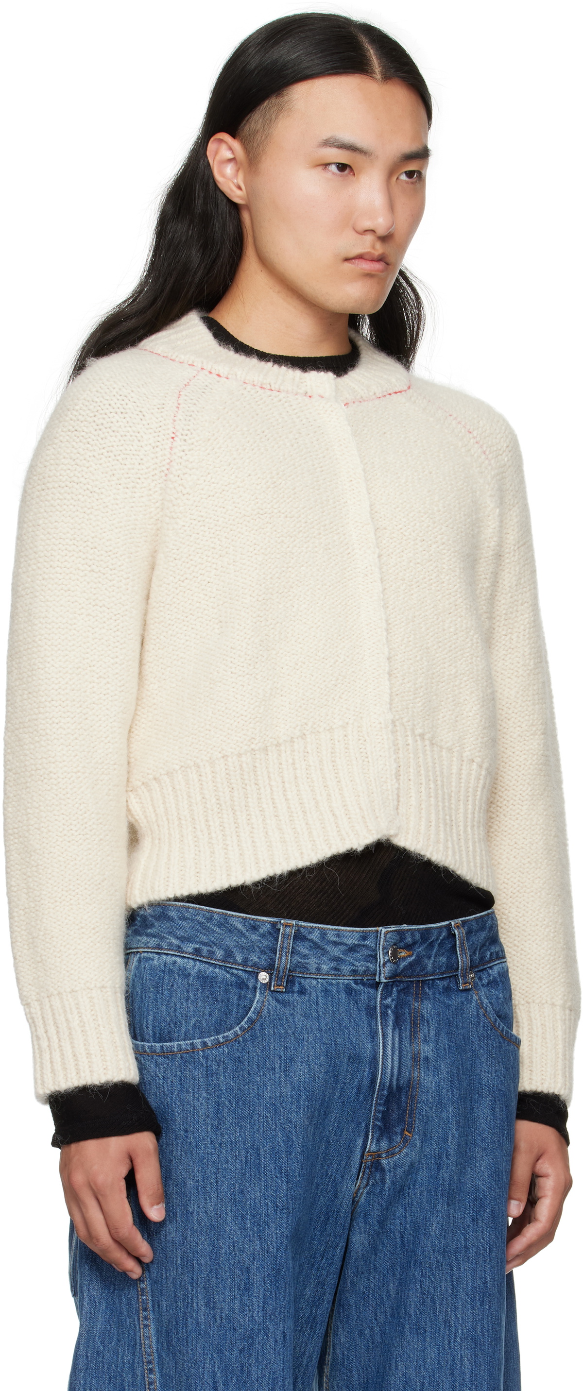 Eckhaus Latta Off-White Fisherman's Cardigan