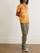 Nudie Jeans - Arvid Convertible-Collar Printed TENCEL™ Lyocell Shirt - Orange