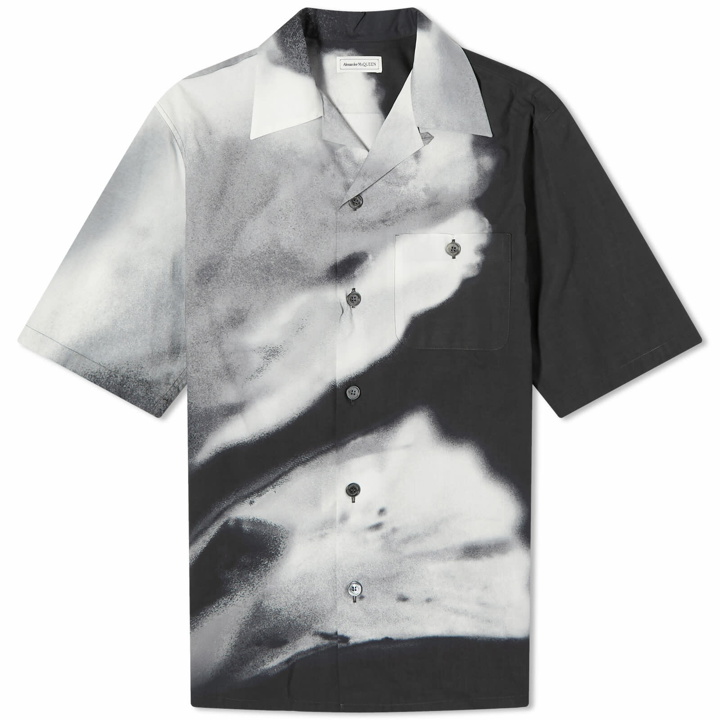 Photo: Alexander McQueen Men's Floral Print Short Sleeve Shirt in Black/White