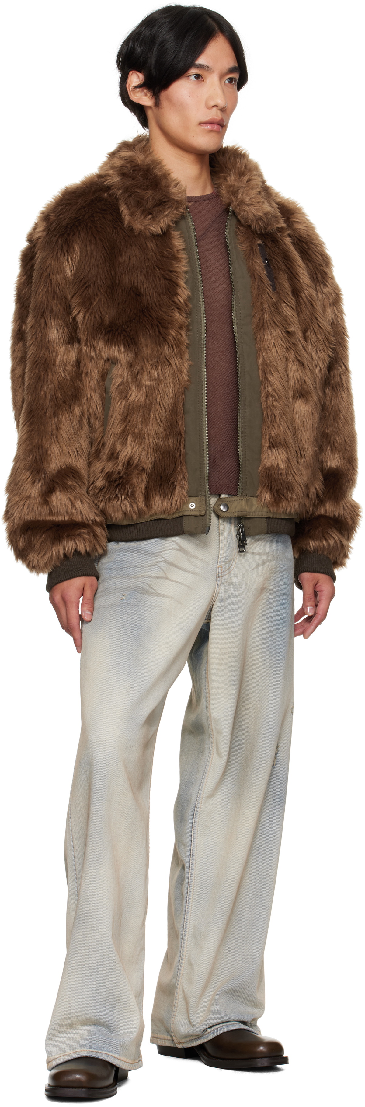 Andersson Bell Brown Flight Faux-Fur Bomber Jacket