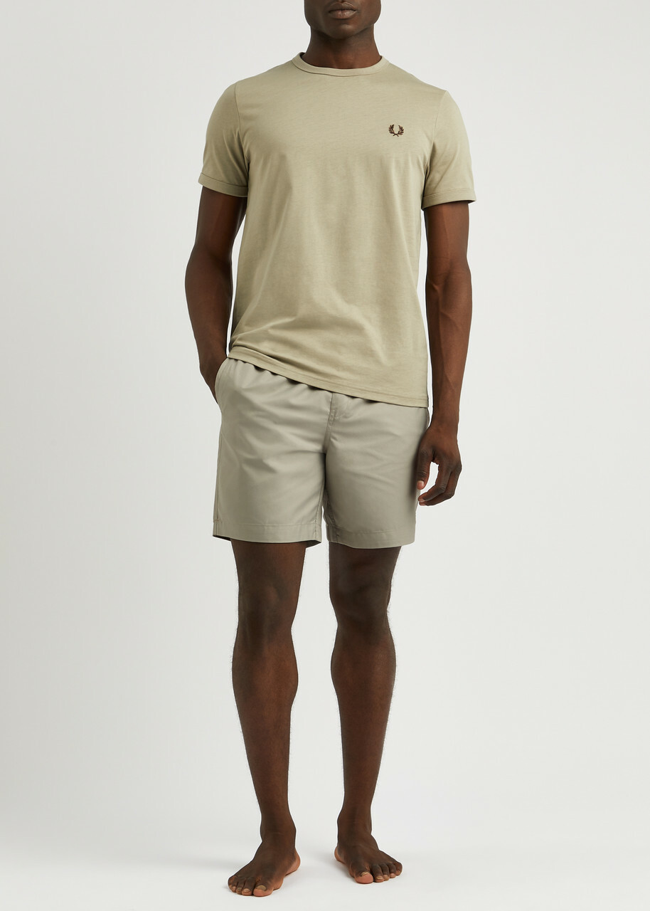 Fred Perry Logo-embroidered Shell Swim Shorts Taupe