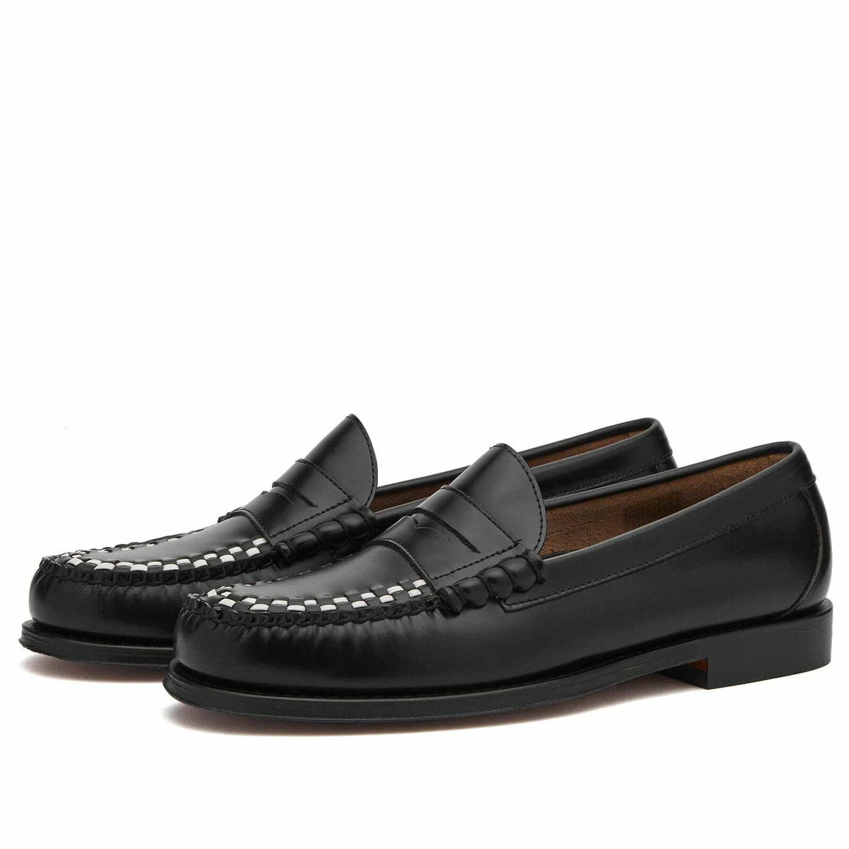Bass Weejuns Men's Larson Weave Loafer in Black Leather Mono
