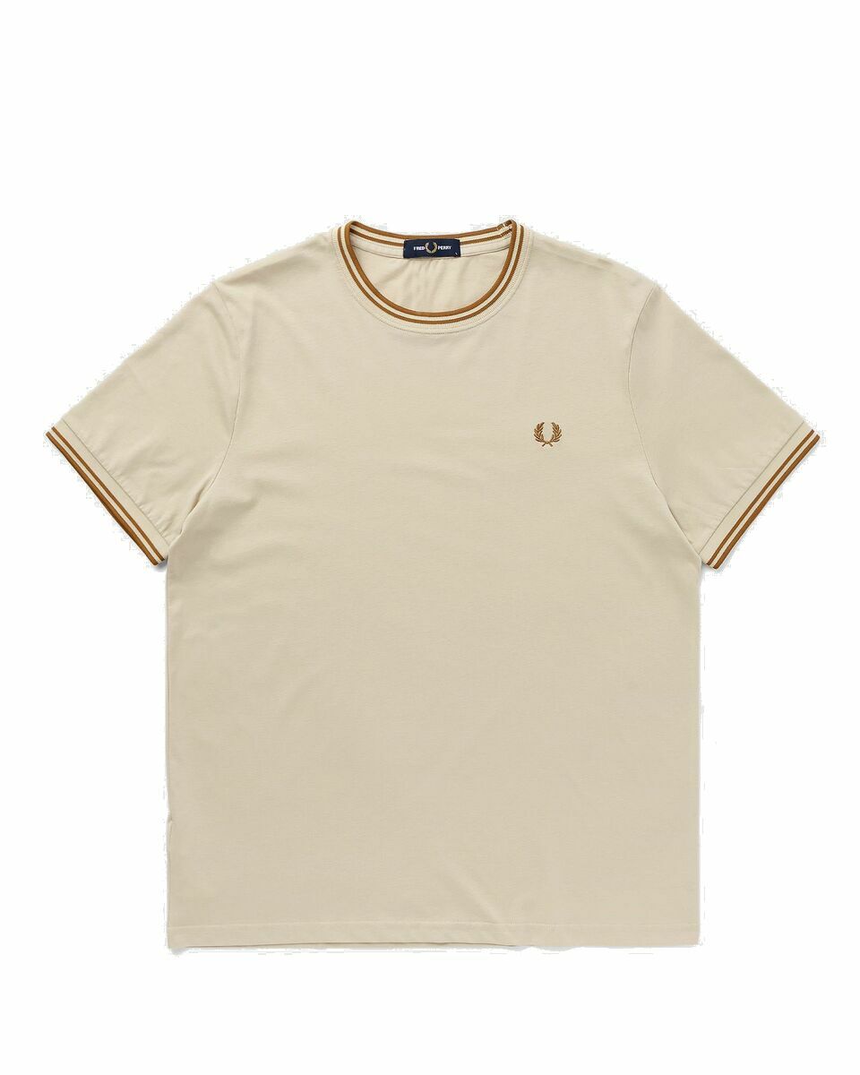 Photo: Fred Perry Twin Tipped T Shirt Beige - Mens - Shortsleeves