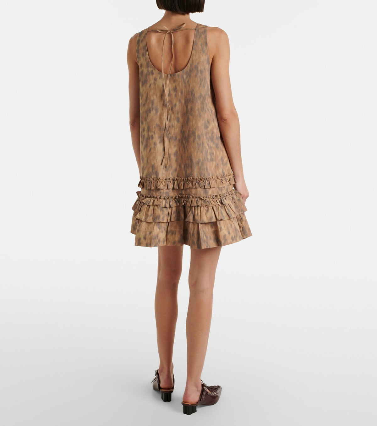 Ganni Ruffled printed cotton minidress